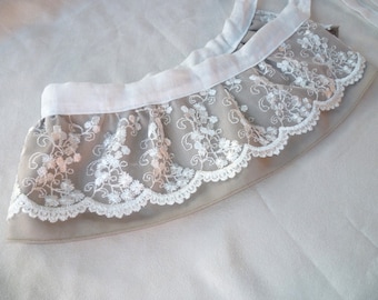 Shabby-chic curtain tiebacks with flounce and embroidered tulle lace, decorations for curtains, embrasses