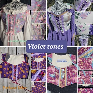 Tuarachh  BUSTIER without  boning Purple Tones by Val'Rök medieval renaissance corset jacket