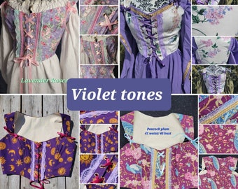 Tuarachh  BUSTIER without  boning Purple Tones by Val'Rök medieval renaissance corset jacket