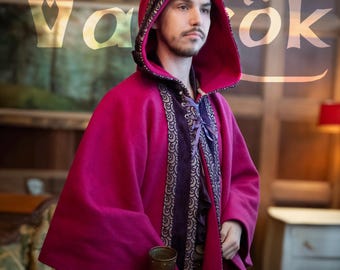 Circle Cape  wool *unique* with purple trim  by Val'Rök Unique item ready to ship