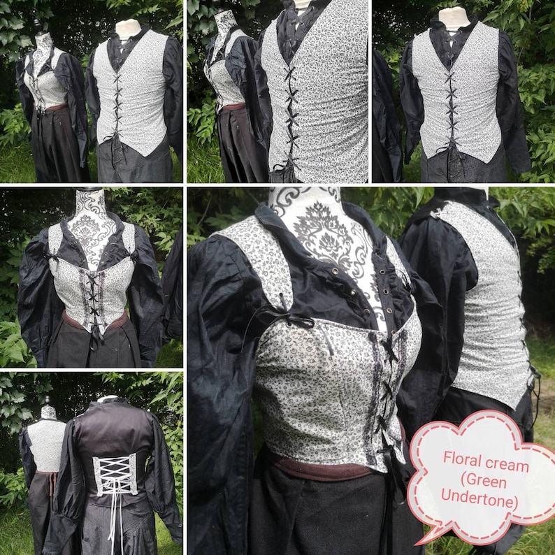 Tuarachh Edition Floral BUSTIER without boning by Val'Rök medieval renaissance corset jacket image 5