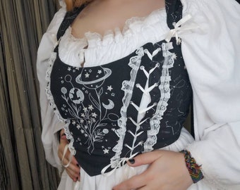 COURTIER Edition PLANET BOUQUET Bustier without  boning  by Val'Rök medieval renaissance corset jacket
