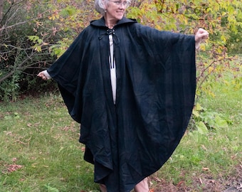 Cleric Cloak Navy PLAID Wool by Val'Rök Unique item ready ot ship