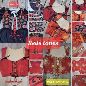 red tones -Tuarachh  BUSTIER without  boning  by Val'Rök medieval renaissance corset jacket