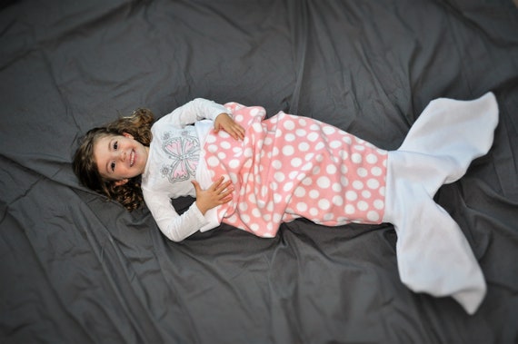 Mermaid Tail Blanket Mermaid Tail Blanket Gift for Girls Mermaid Decor Birthday Polka Dots Fleece Blanket Handmade Etsy