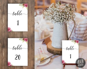 PRINTABLE Table Numbers | Table Numbers Wedding | Table Numbers Printable | Table Numbers | Floral Table Numbers | Wedding | WEDBUR