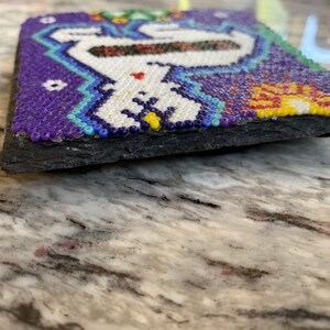 Blue Deer Coaster / Decor / Huichol Bead Art image 2