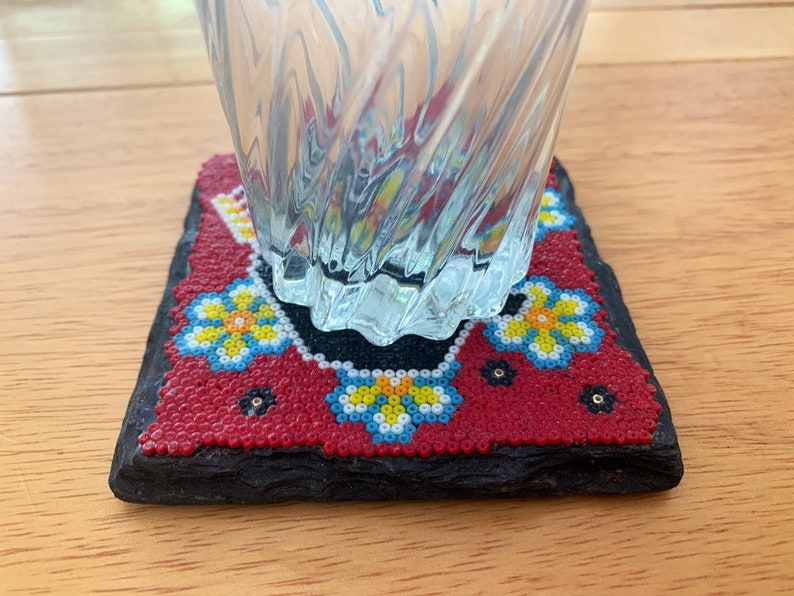 Blue Deer Coaster / Decor / Huichol Bead Art image 4