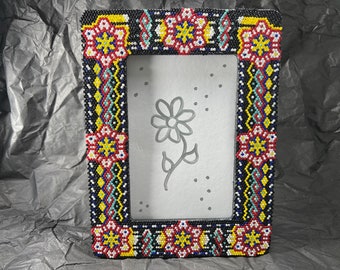 Huichol Beaded Picture Frame 4x6 photo
