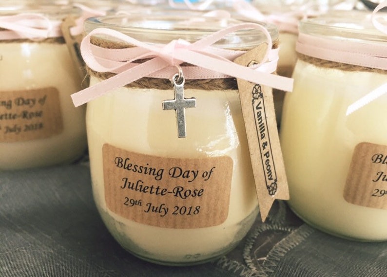 Baptism Favour Vegan Candle Glass Jar Keepsake Personalised Etsy