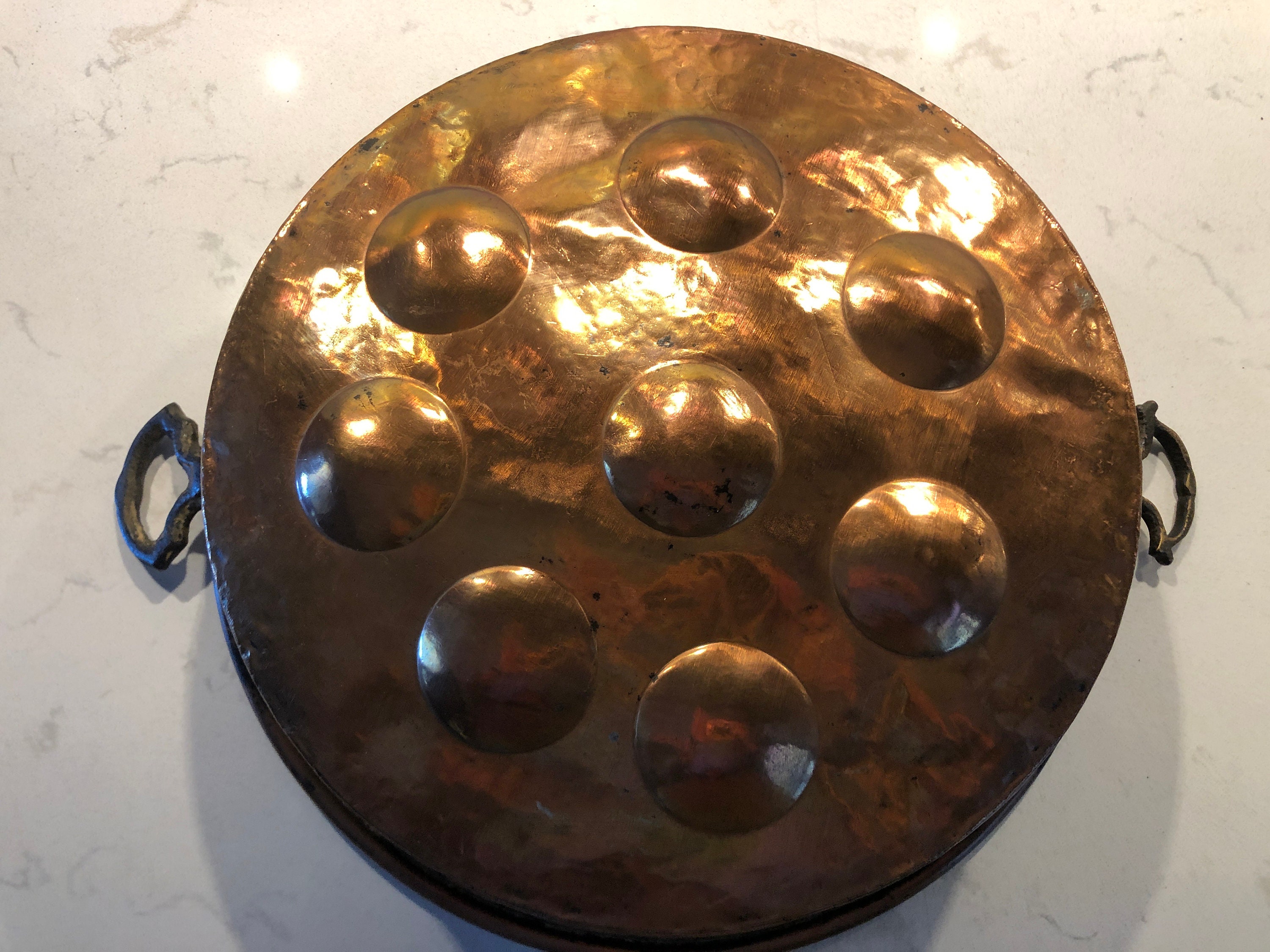 Large Antique Copper 8egg Poaching Kettle/pan With Handles. Etsy