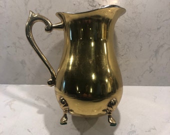 Lovely Vintage Brass Pitcher Lined with Stainless Steel 1970s