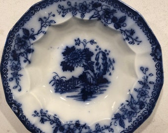 Antique Flow Blue 5.5” Dish Scalloped Edge 1800’s