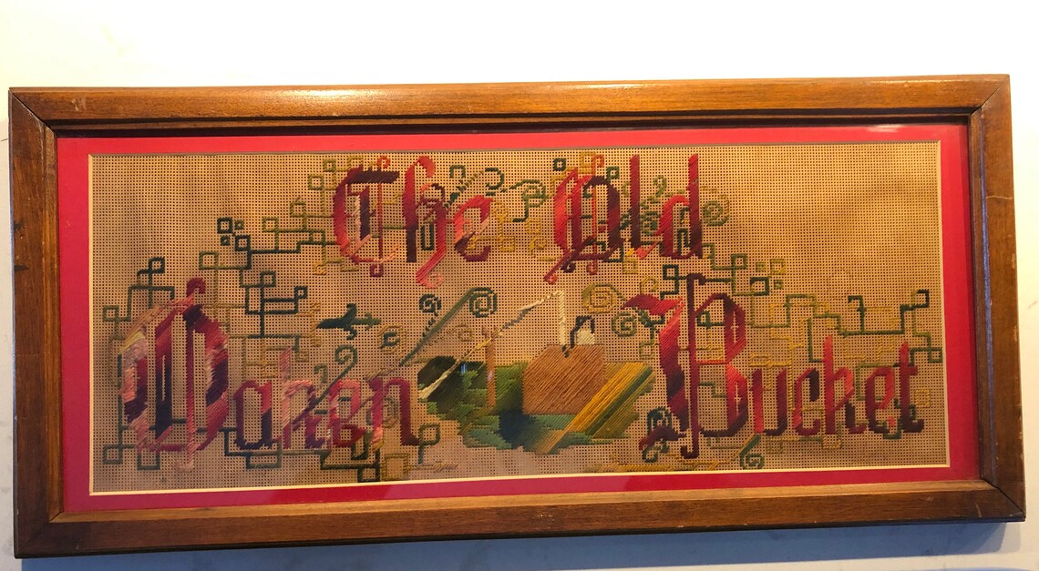 Oak Framed Punch Paper Motto the Old Oaken Bucket 1800s Etsy