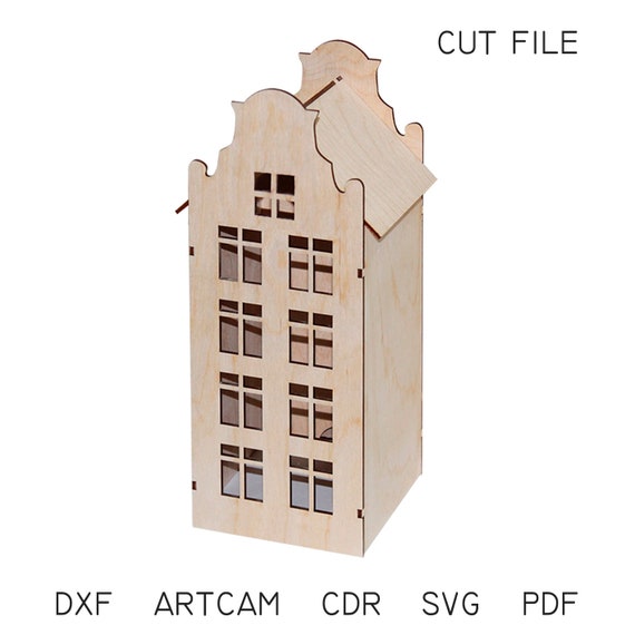 Dxf Files For Laser Tea Light House Gretavector Etsy