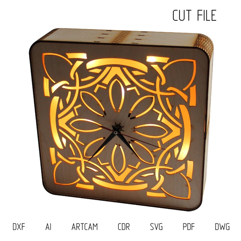 DXF Files for Laser Light Box Unique Clock. LED String Light Etsy