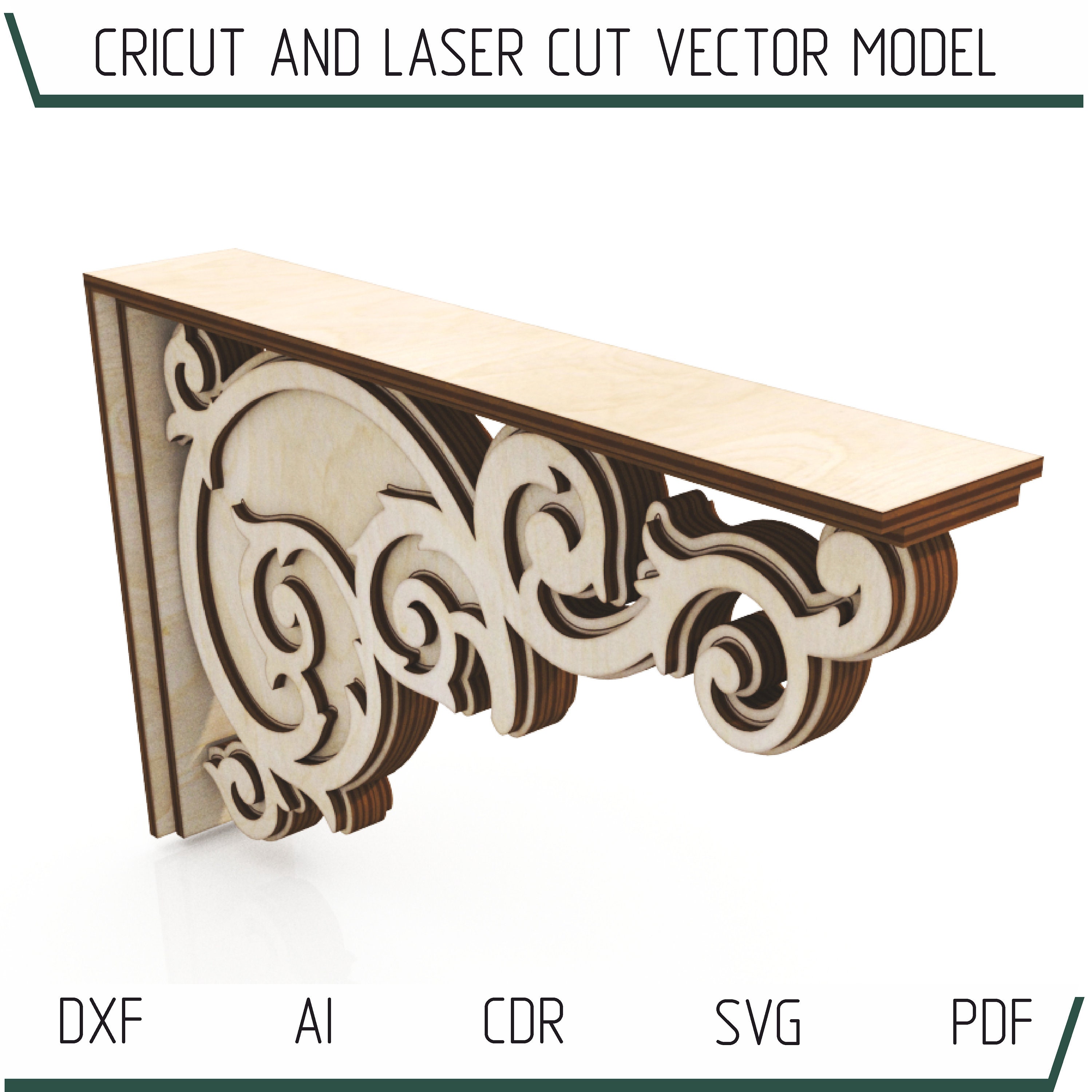 Decorative Rustic Corbel Digital Laser Cut SVG DXF PDF Etsy