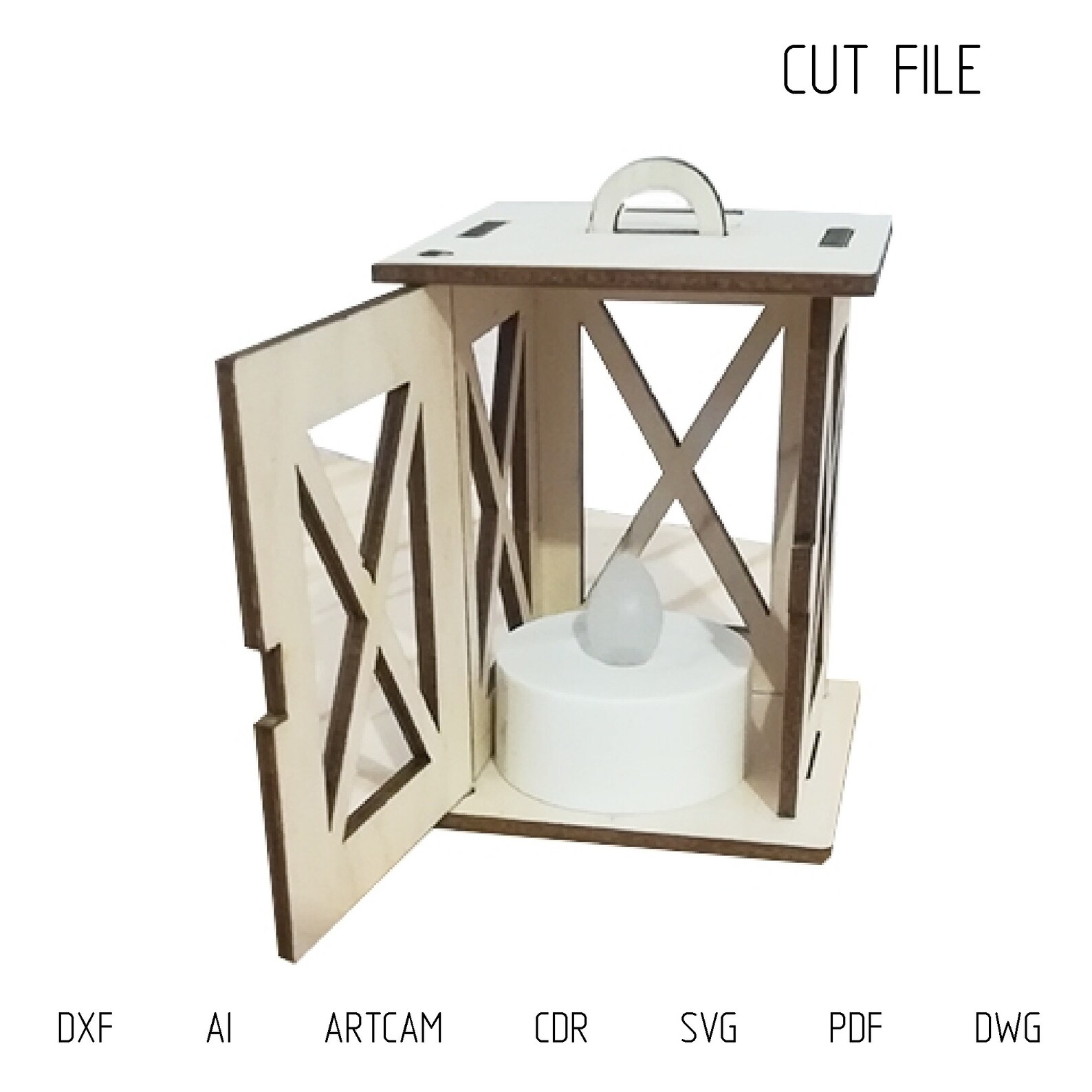 Little tea light candle lantern 2 Different design DXF files Etsy