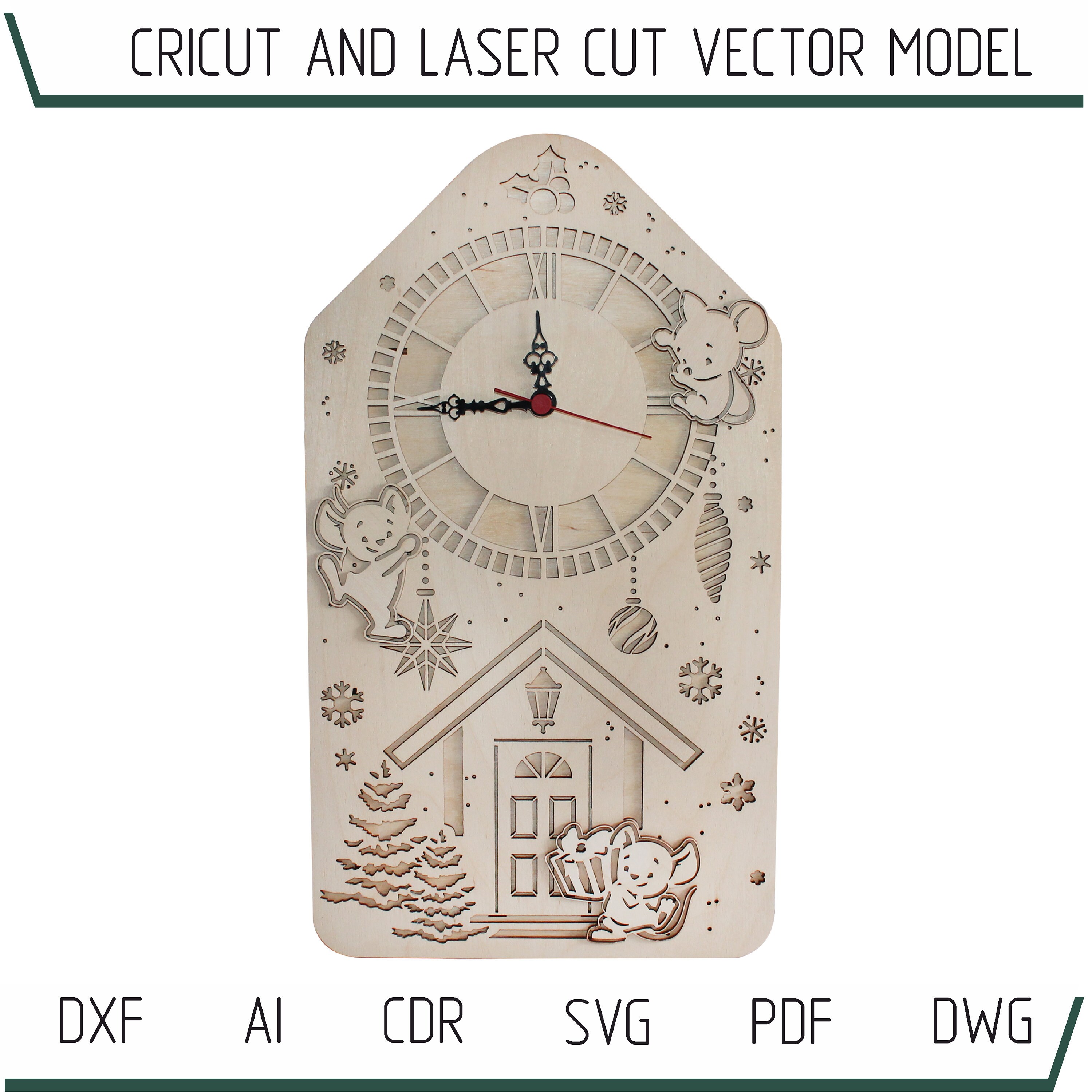 DXF File for Laser Advent Calendar House Clock Svg Files Etsy