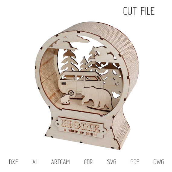 Download Dxf Files For Laser Snow Globe With A Camper Van Laser Cut Etsy