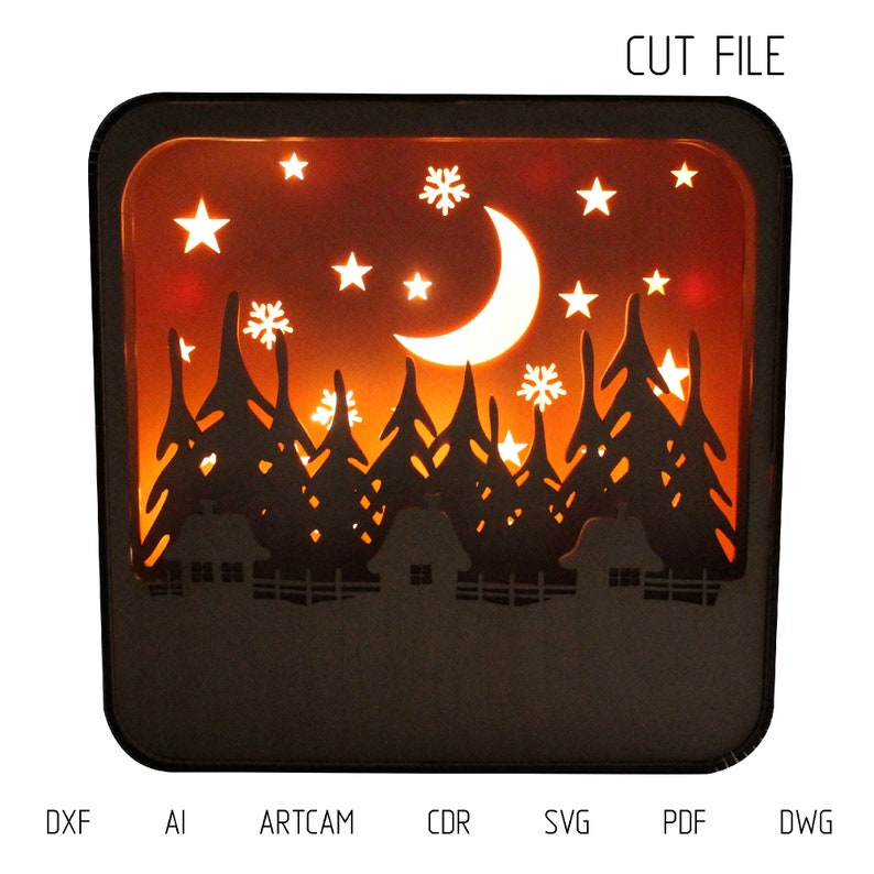 DXF files for laser Light box Christmas decor. You can use LED Etsy