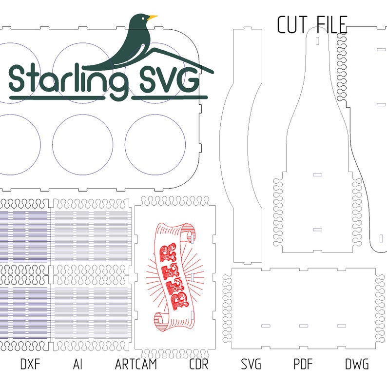 Download Laser Cut Pattern Beer holder boxsvg Filesscroll saw | Etsy Download Laser Cut Pattern Beer holder boxsvg Filesscroll saw | Etsy