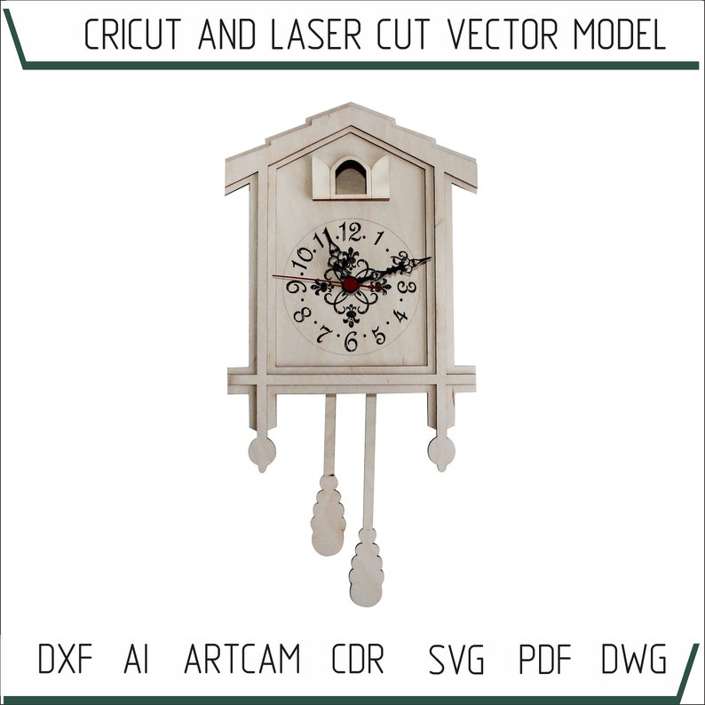 Modern Cuckoo clock laser template svg file 3D Etsy