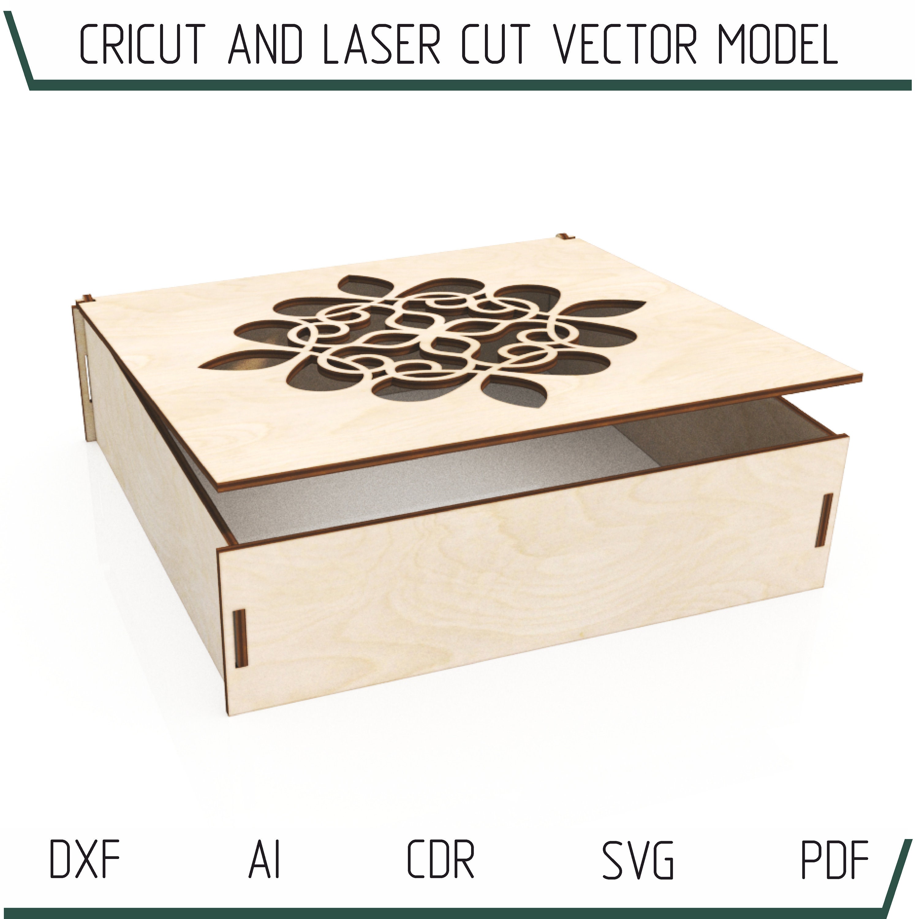 2 Designs Svg Dxf Pdf Laser Cut Files Wooden Boxes Vector Etsy