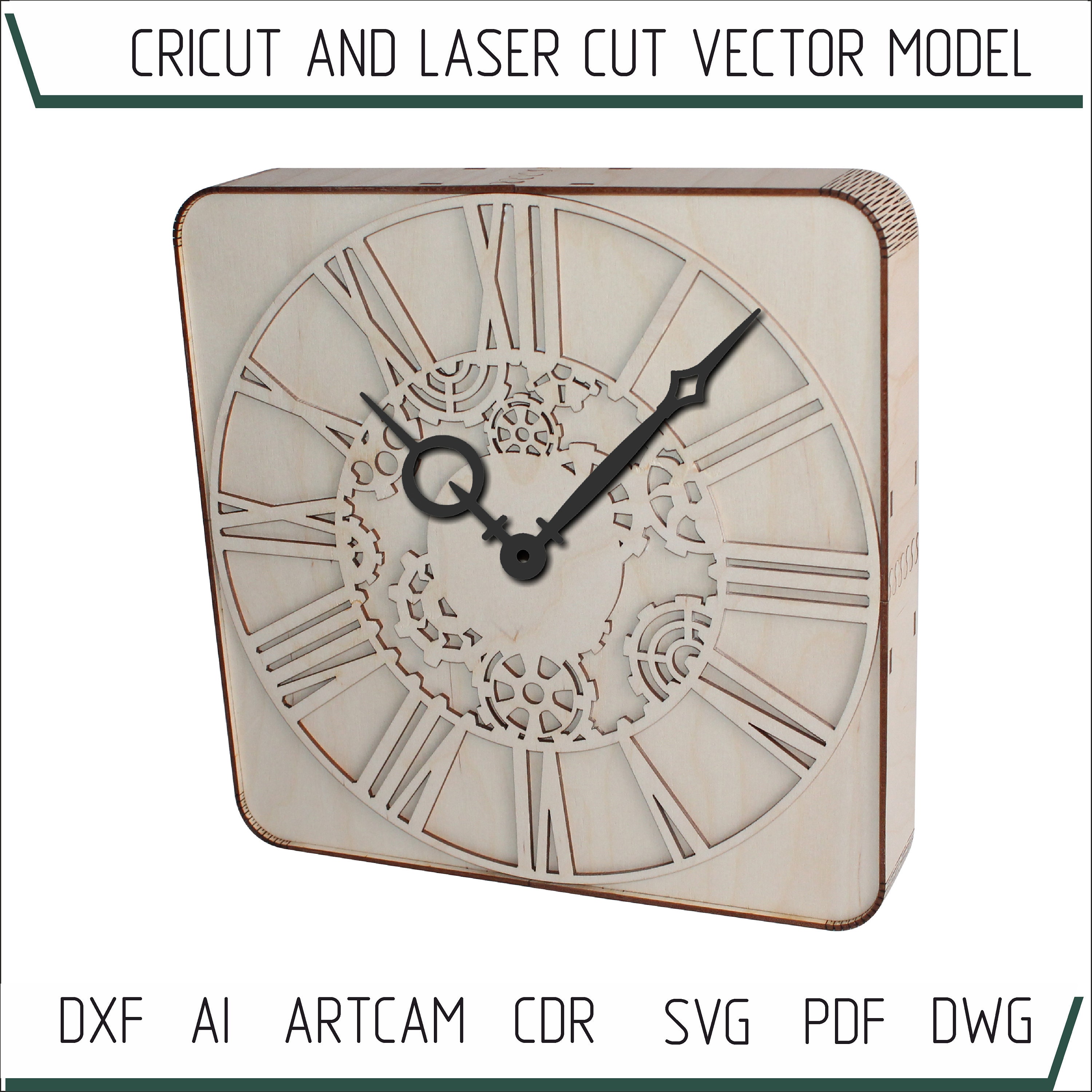 Square clock laser template. DXF files for laser Mechanic Etsy