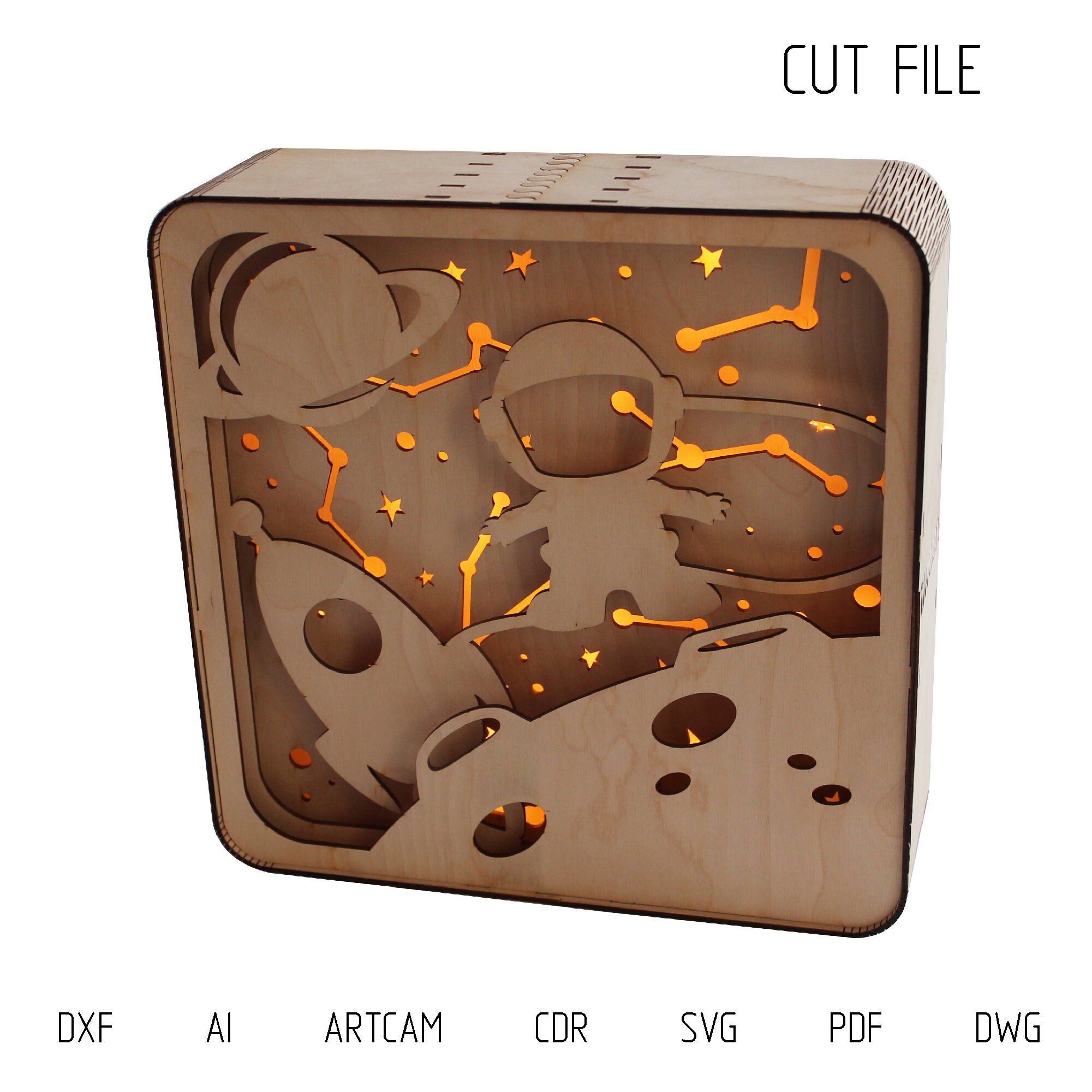 DXF files for laser Light box Space 2 size. LED string light Etsy