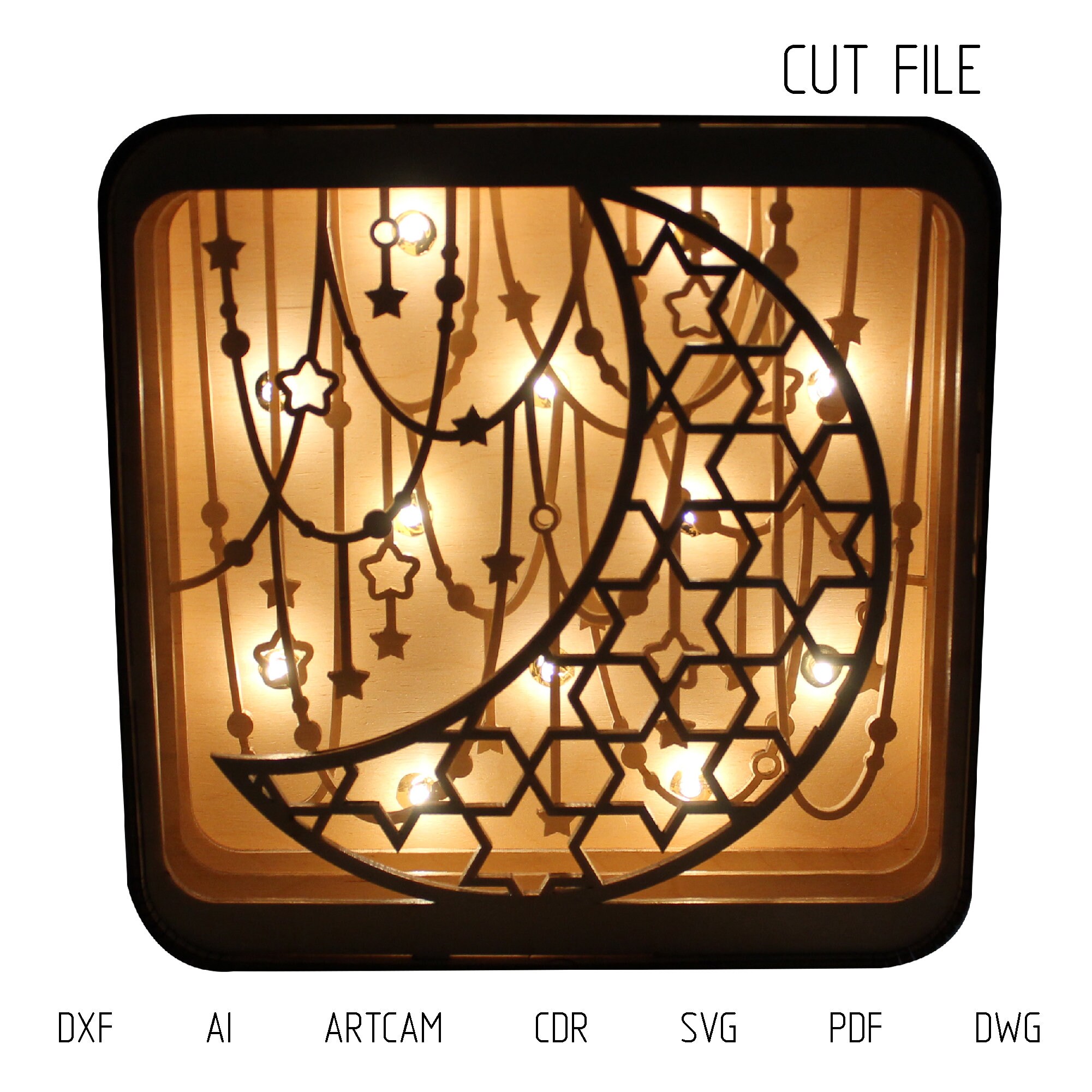 DXF Files for Laser Light Box Christmas Moon. You Can Use LED Etsy