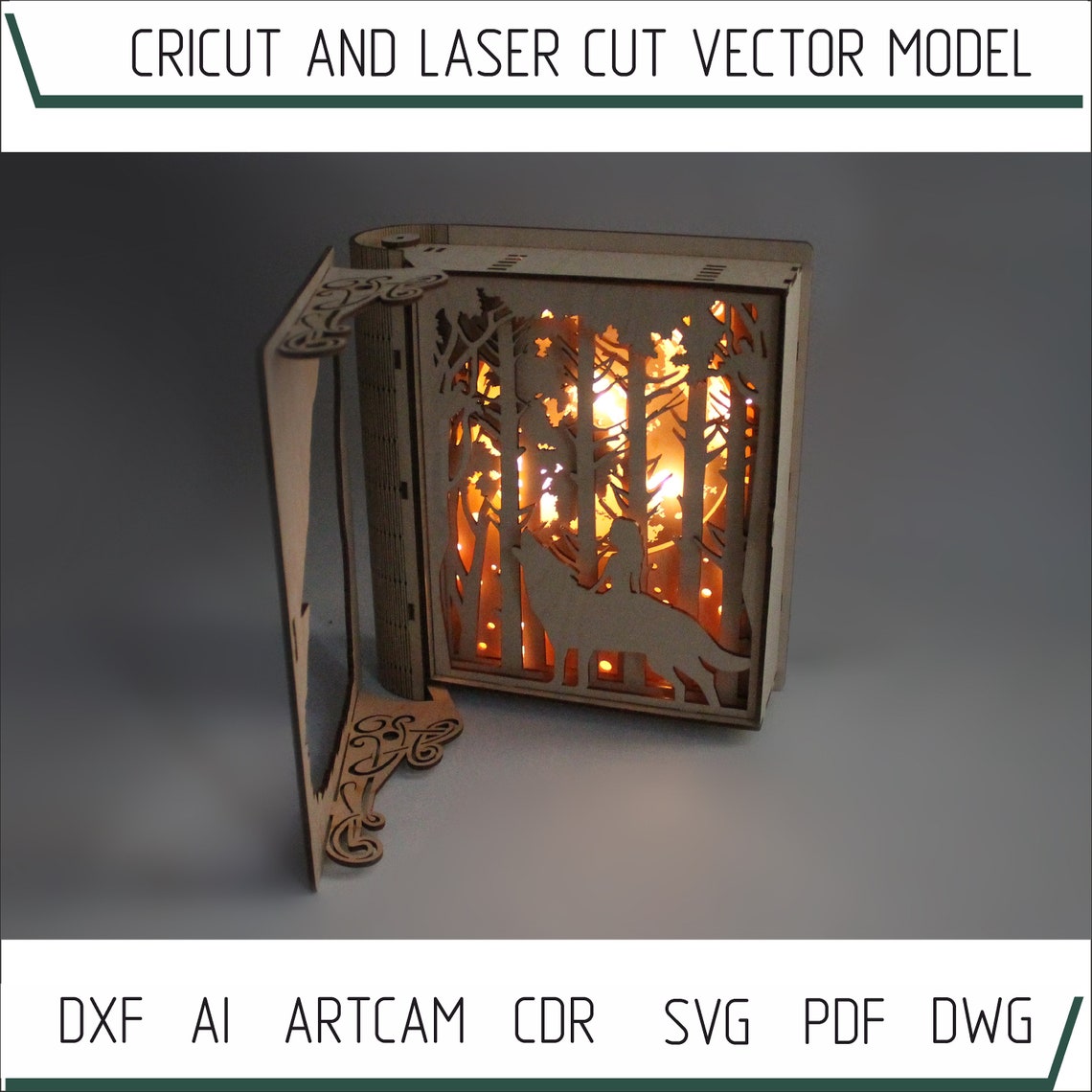 DXF laser cut file Light box Book Shadow Box Multilayered Etsy