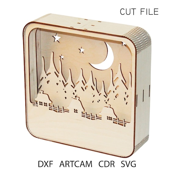 DXF files for laser Light box ""Good evening"" | Etsy