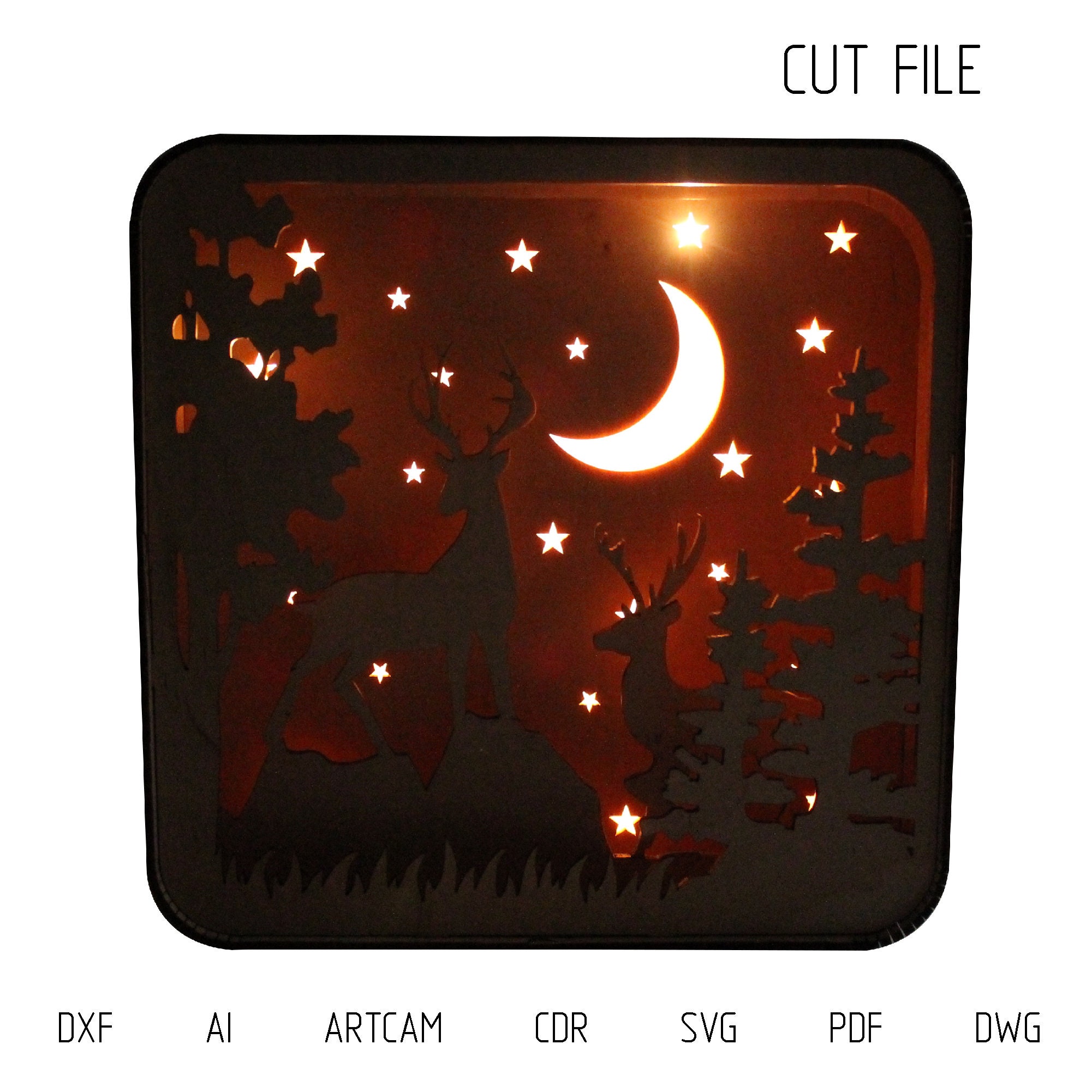 DXF Files for Laser Light Box Christmas Decor. You Can Use LED Etsy