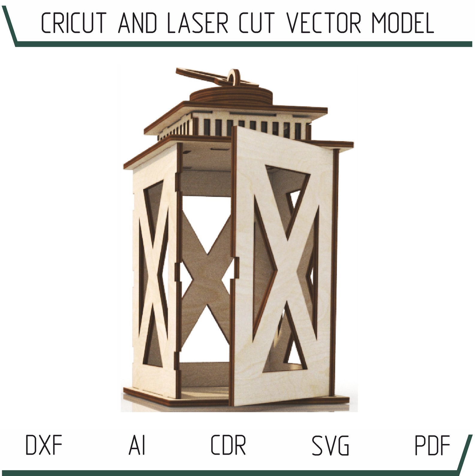 DXF files for laser Candle lantern with movable handle and Etsy