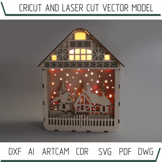 Download Dxf Files For Laser Light Box Christmas Village Svg Files 3d Etsy