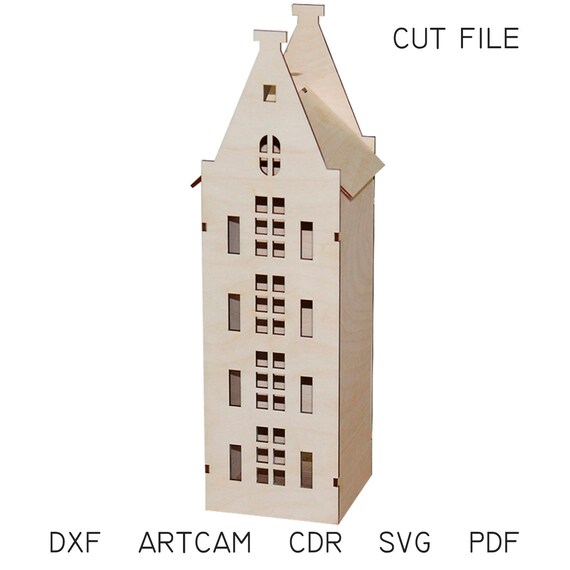 Dxf Files For Laser Tea Light House Gerda Vector Projects Etsy