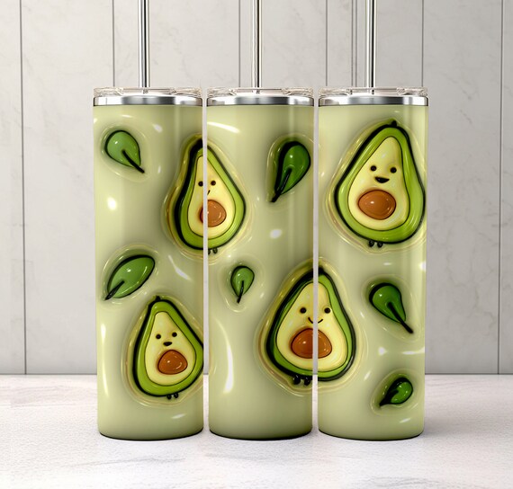 Inflated Avocado Tumbler Wrap Png Digital Download 3D -  in