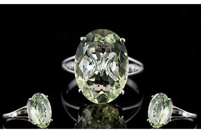 Green Amethyst Solitaire Ring
