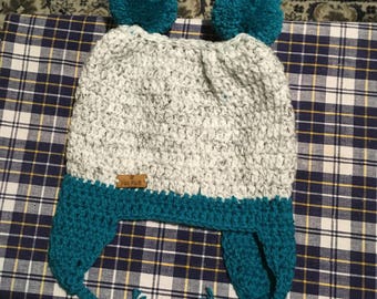 Hand crocheted double Pom Pom hat