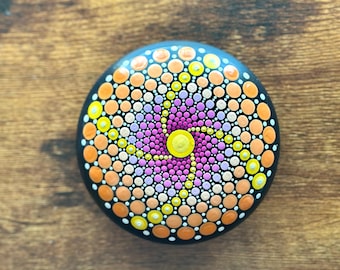 Hand Painted Dot Mandala Stone Paperweight/Meditation Stone
