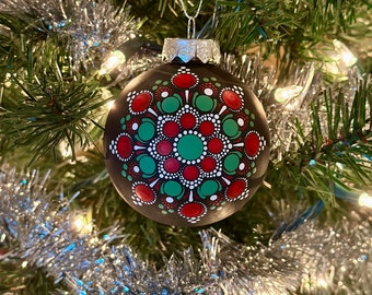 Handpainted Ornament | Dot Art | Christmas Ornament