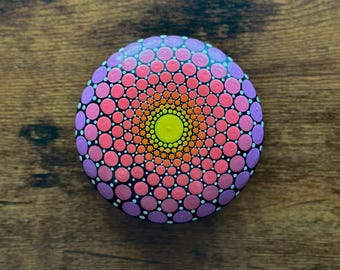 Hand Painted Dot Mandala Stone Paperweight/Meditation Stone