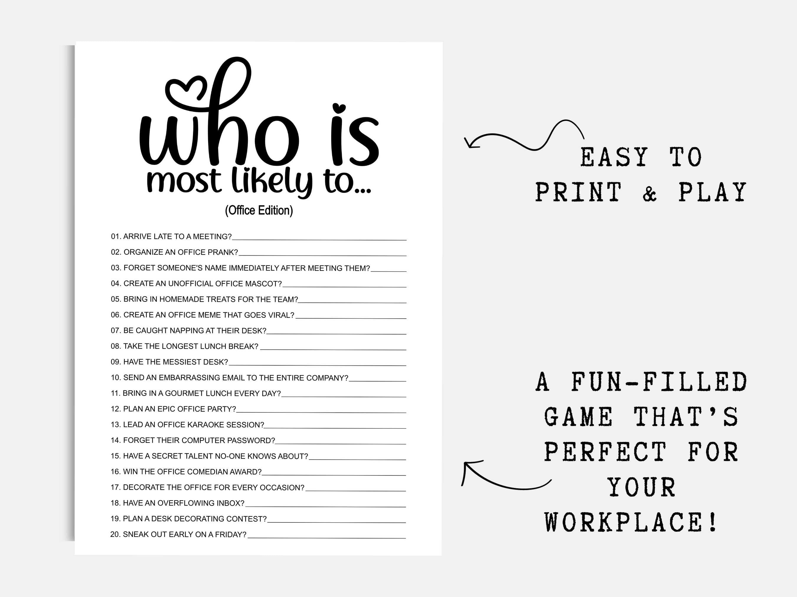 Office Most Likely to . Workplace Most Likely to Game - Etsy