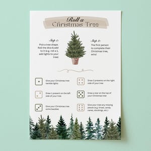 Roll a Christmas Tree, Christmas Dice Game, Xmas Games, Fun Festive Games, Classroom Xmas, Drawing Activity for Kids and Tweens