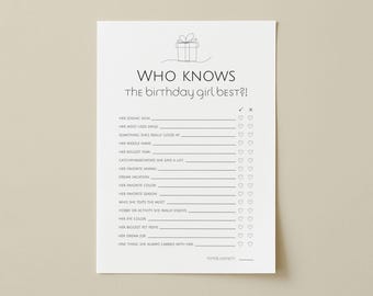 Who Knows the Birthday Girl Best, How Well Do You Know the Birthday Girl, Birthday Trivia Game, Bday Trivia Party Game, Bday Questionnaire