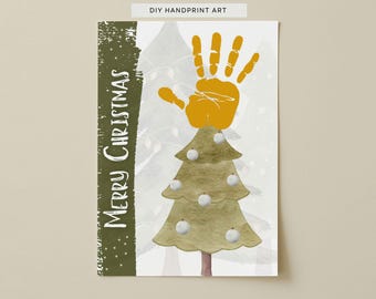 Handprint Christmas Craft, Handprint Craft Printable, Xmas Handprint Craft, Xmas Tree Keepsake, Handprint Art, Kids Christmas Printable