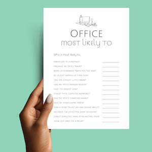 Office Most Likely To, Workplace Most Likely To Game, Team Building Game, Office Party Questionnaire, Workplace Quiz Activity