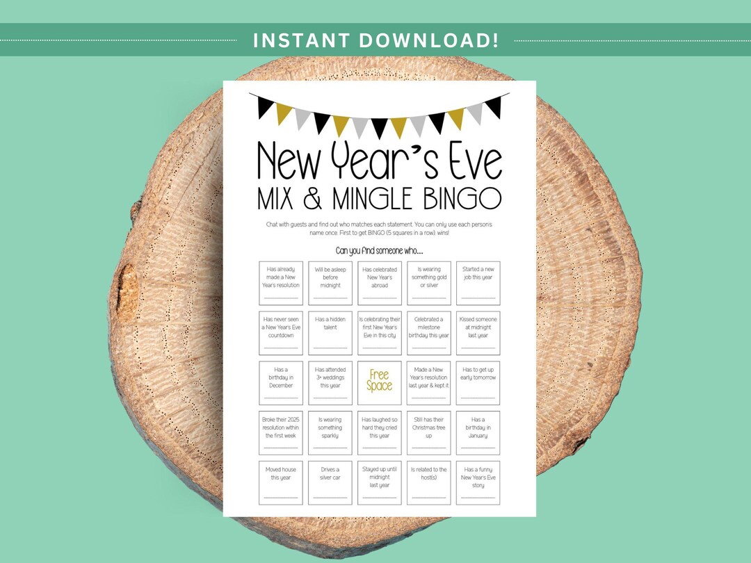 New Year's Eve Mix and Mingle Bingo, NYE Game, NYE Party Games, Ice ...
