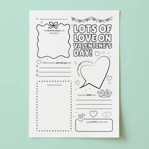 Fill in the Blanks Valentine's Day Card, DIY Card Idea, Grandparents Keepsake, Gift for Parents, Kids Questionnaire, My Favorite Things